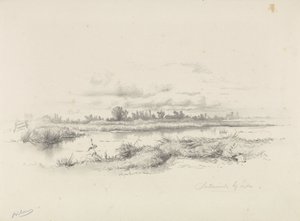 Vista sobre a água em Zoeterwoude perto de Leiden
